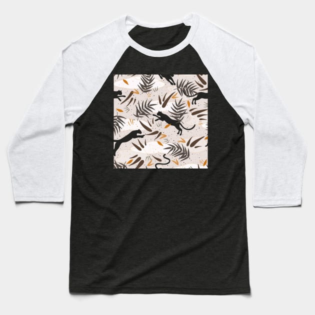 Wilderness with Exotic Plants and Big Cats in Earthy, Natural Shades Baseball T-Shirt by matise